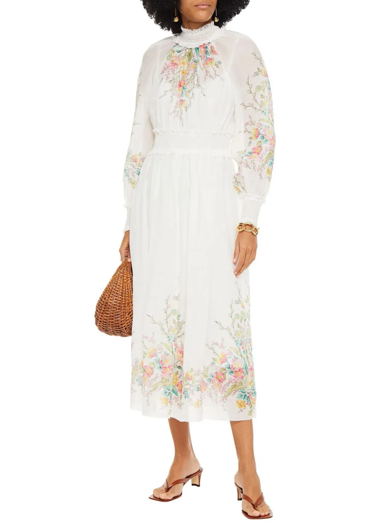 Zimmermann Zinnia Shirred Waist Long Dress Floral Size 2 / AU 12  for rent on The Volte - main image