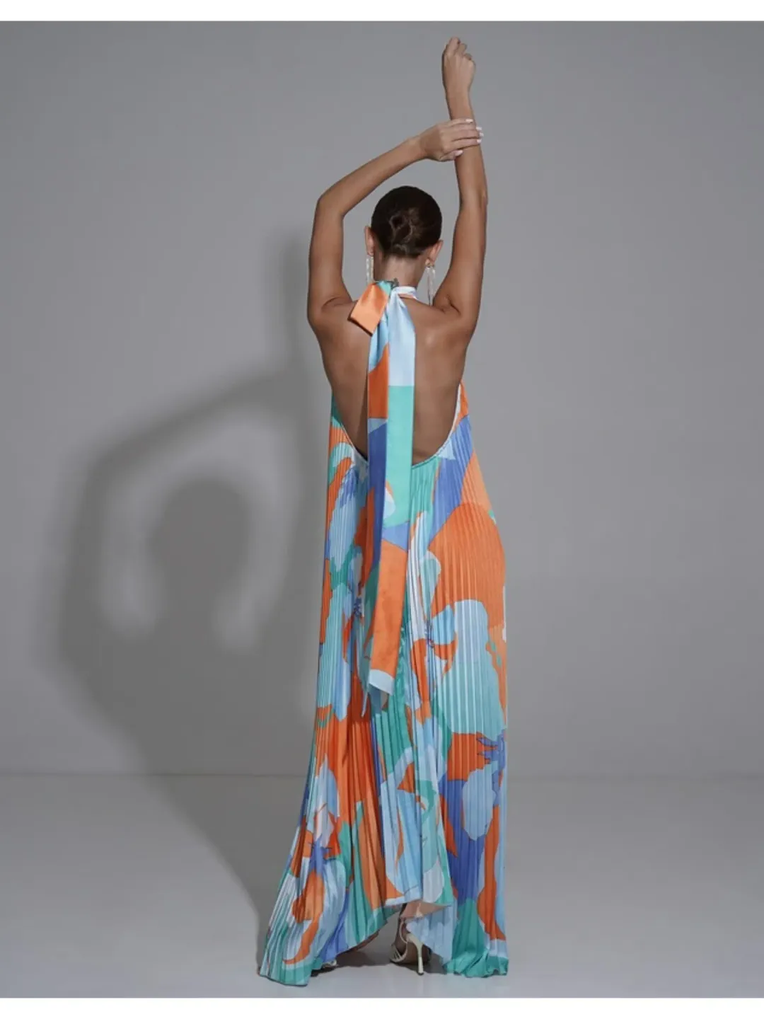 Lidee Opera Gown Capri Print Orange Size AU 10 for rent on The Volte - main image