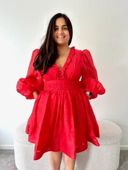 Zimmermann Prima Mini Dress in Red Size 3 / AU 14 for rent on The Volte - image 4