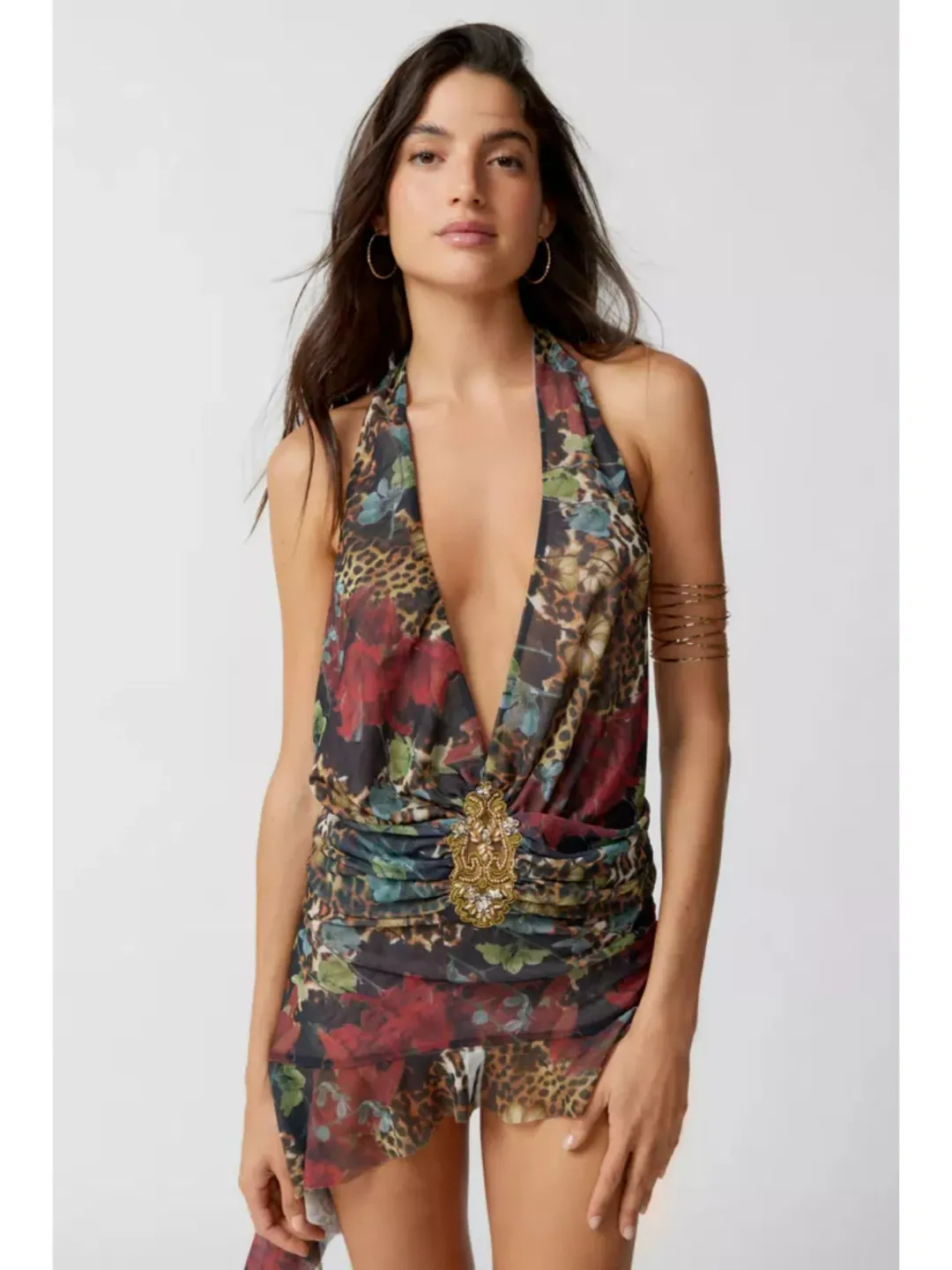 Jaded London Cindy Plunge Mini Dress Size AU 8 for rent on The Volte - main image