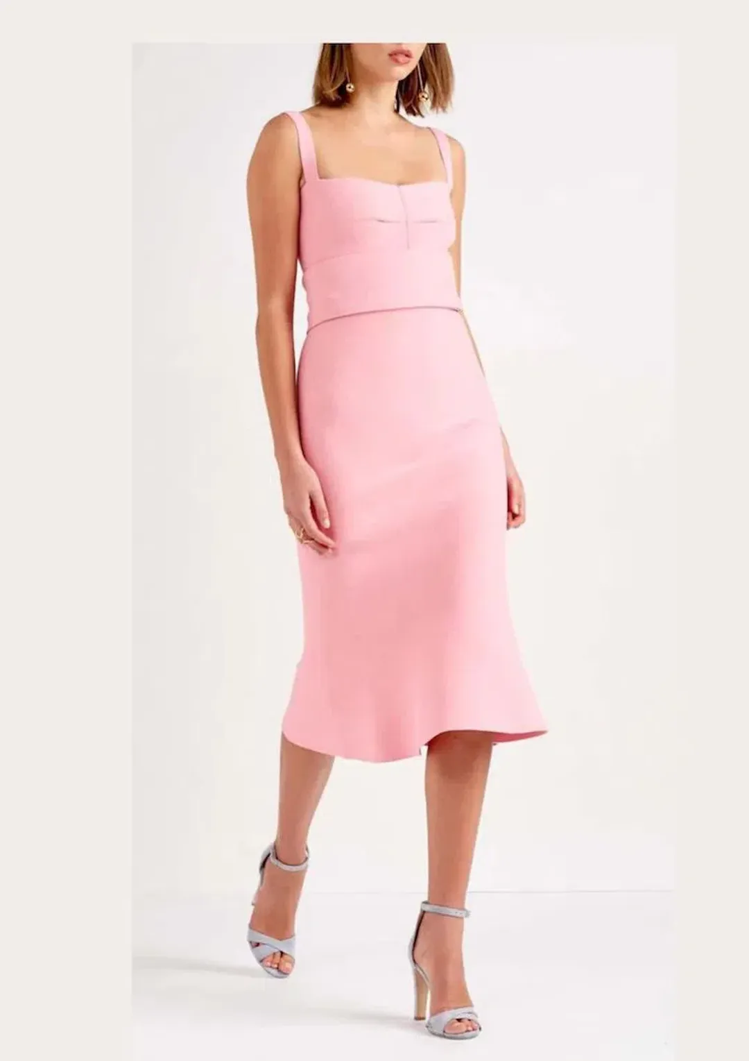 Scanlan Theodore Crepe Knit Bralette Dress Pink Size 10  for rent on The Volte - main image