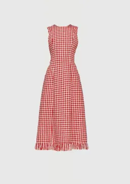 Leo Lin Eva Midi Dress Red Print Size 8 for rent on The Volte - image 1