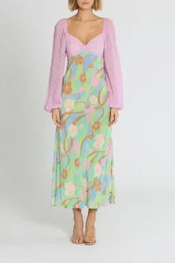 Rixo London Gio Jewel Midi Dress Multi Floral Size 10 for rent on The Volte - image 1