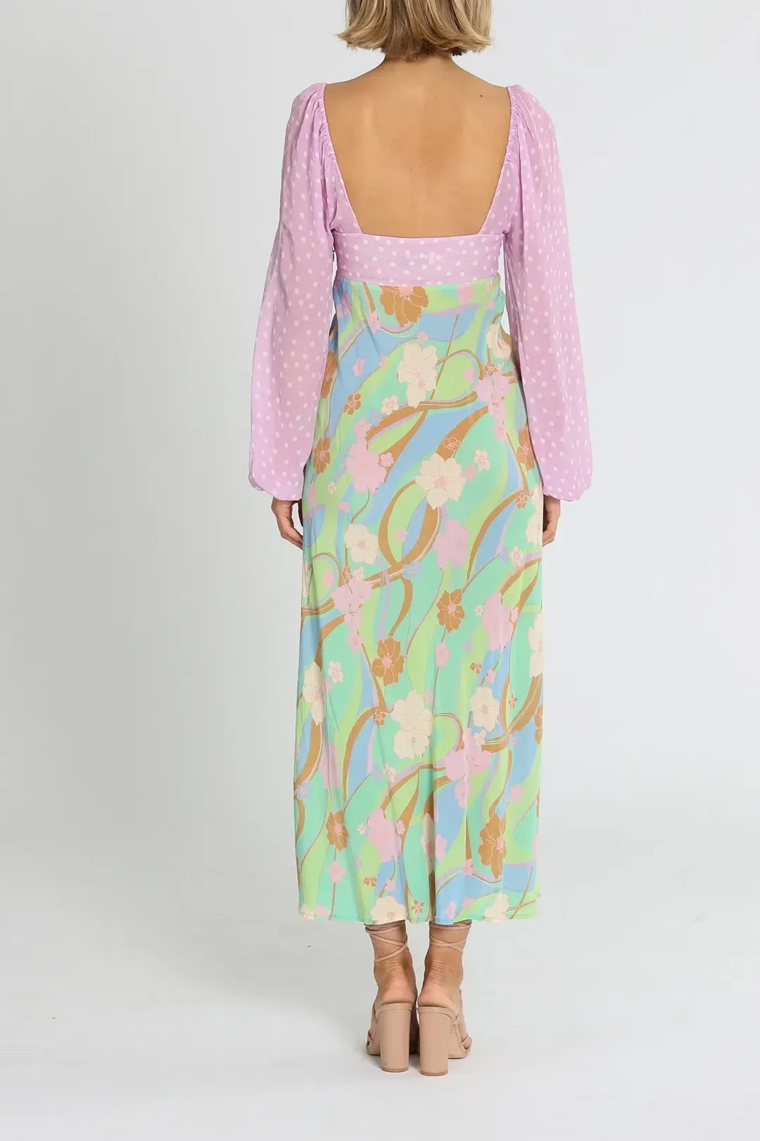 Rixo London Gio Jewel Midi Dress Multi Floral Size 10 for rent on The Volte - main image