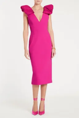 Rebecca Vallance Cupid's Bow Midi Dress in Hot Pink Size 8 for rent on The Volte - image 3