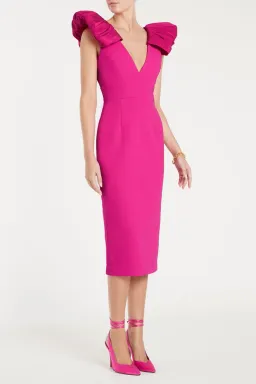 Rebecca Vallance Cupid's Bow Midi Dress in Hot Pink Size 8 for rent on The Volte - image 2