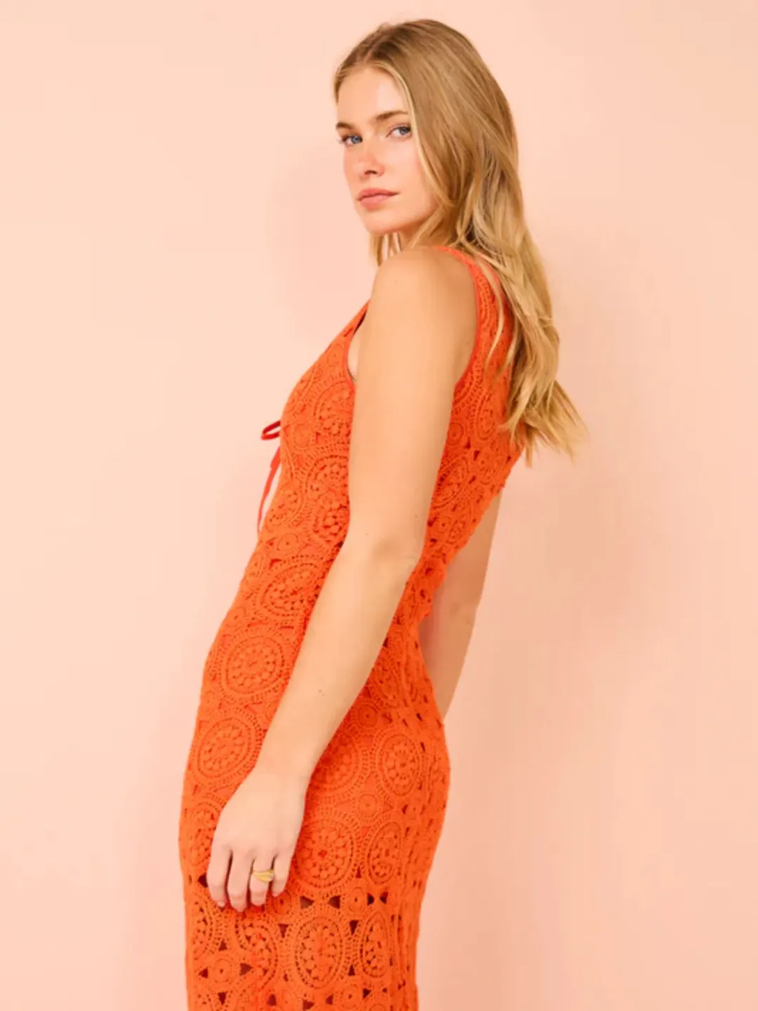 Roame Sunray Crochet Dress in Crochet Rosso Size 4 / AU 14 for rent on The Volte - main image