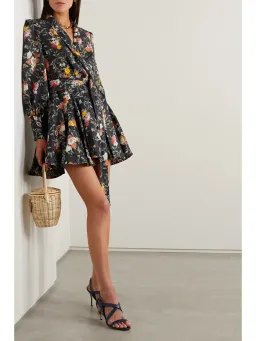 Zimmermann Mini Wrap Dress Elka Vine Black Print Size 1 / AU 10 for rent on The Volte - image 1