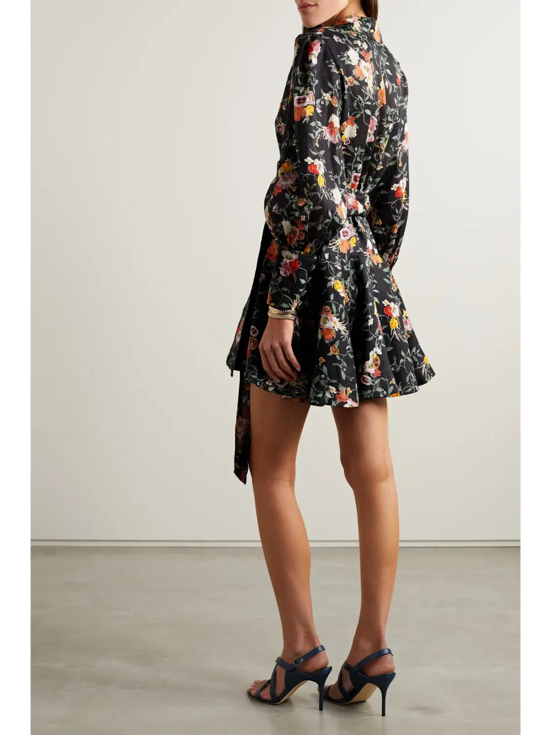 Zimmermann Mini Wrap Dress Elka Vine Black Print Size 1 / AU 10 for rent on The Volte - main image