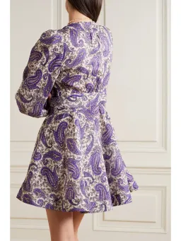 Zimmermann Devi Linen Mini Wrap Dress Paisley Print Size 1 / AU 10 for rent on The Volte - image 2
