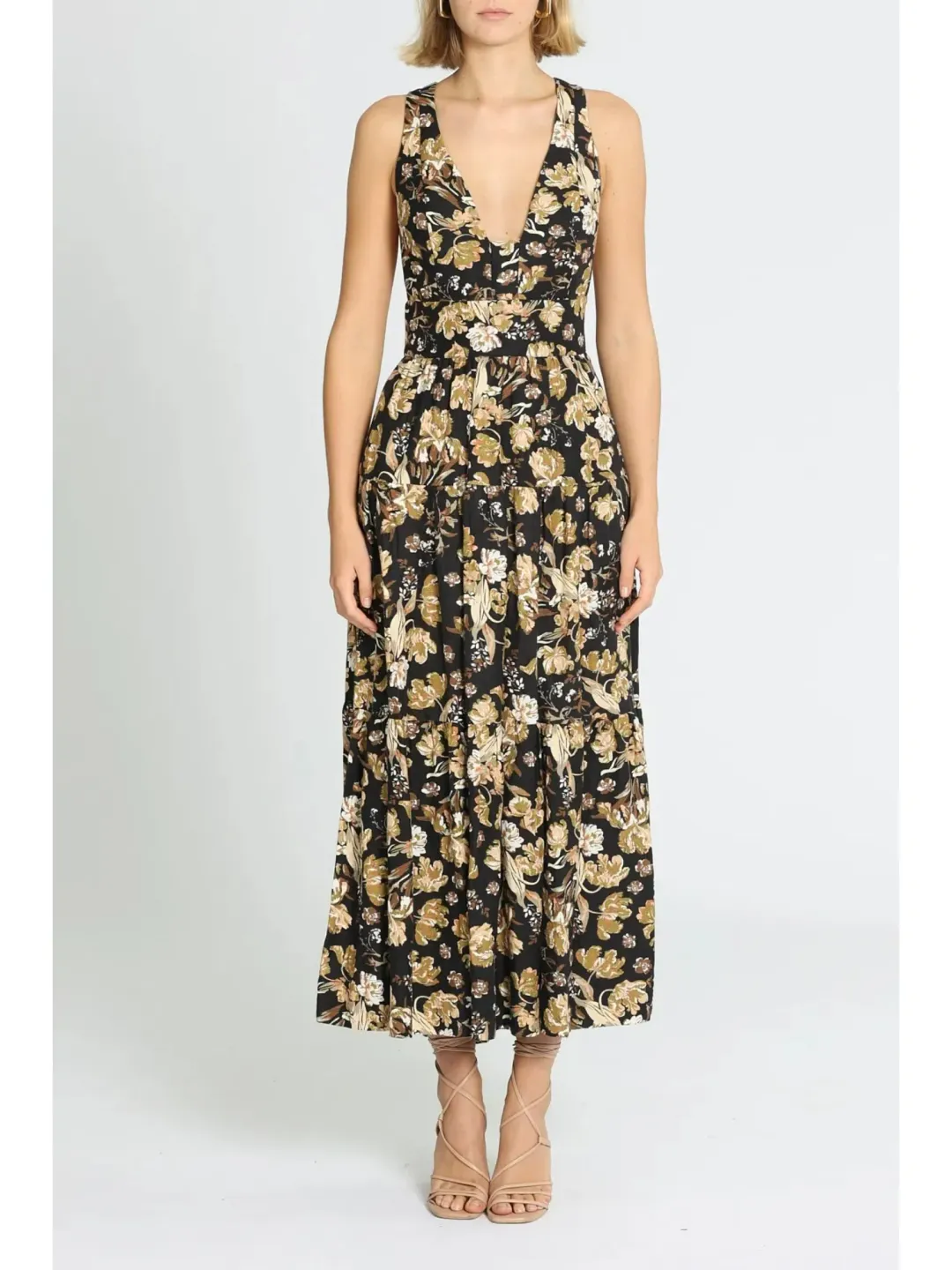 Shona Joy Palermo Plunged Low Back Midi Dress in Multi Size AU 8 for rent on The Volte - main image