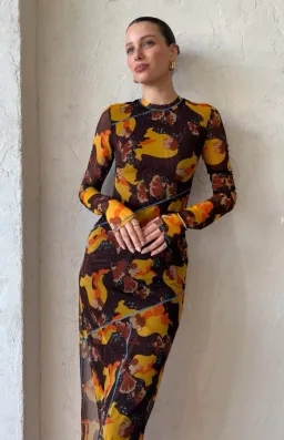 Sir The Label Jacques Mesh Panelled Midi Dress Expressionist Size 2 / AU 10 for rent on The Volte - image 3