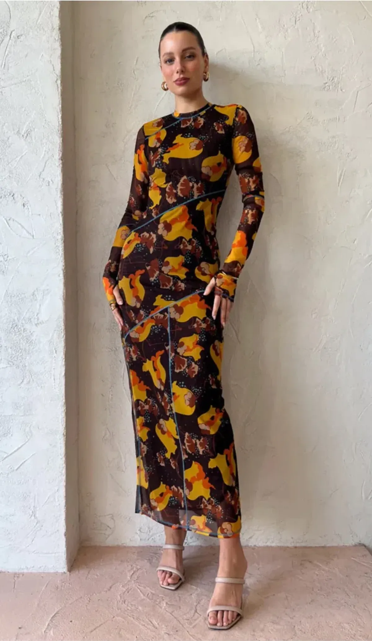 Sir The Label Jacques Mesh Panelled Midi Dress Expressionist Size 2 / AU 10 for rent on The Volte - main image