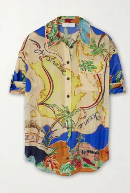  Zimmermann Alight Short Sleeve Shirt And Draw Waist Shorts Set Nautical Map Size 0/Au 8 for rent on The Volte - image 6