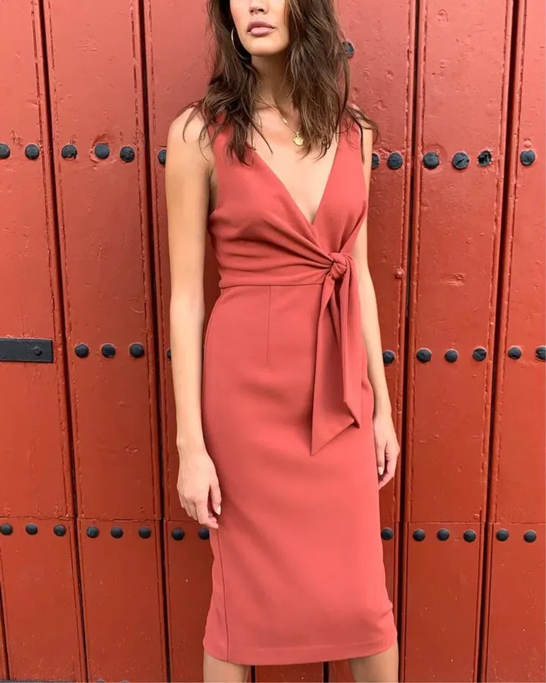 Sheike Truth or Dare Dress Terracotta Size 16 for rent on The Volte - main image