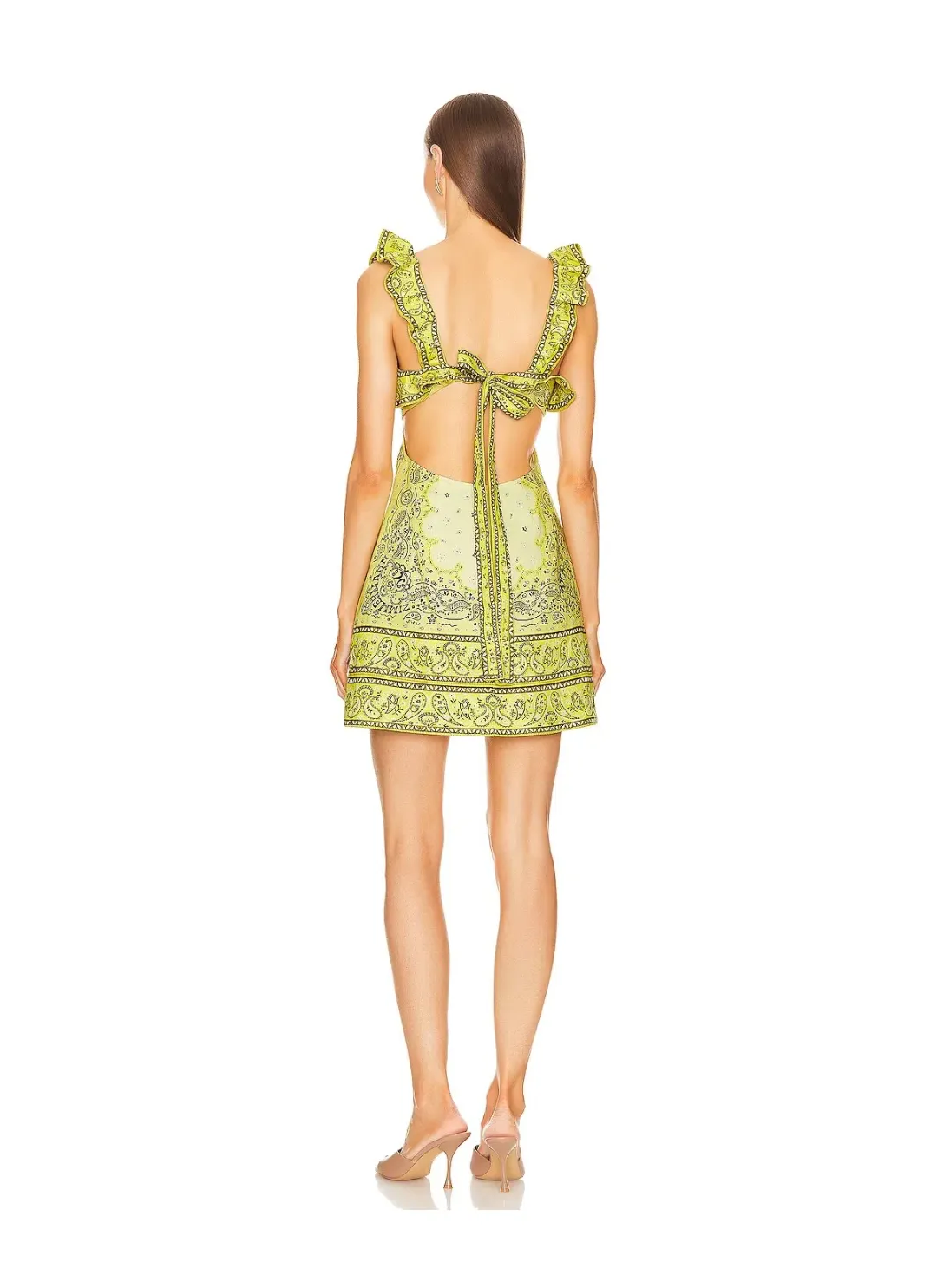 Zimmermann Matchmaker Frilled Mini Dress Yellow Bandana Size 2 / AU 12 for rent on The Volte - main image