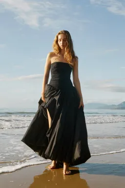 Aje Violette Bubble Hem Maxi Dress Black Size 8 for rent on The Volte - image 2