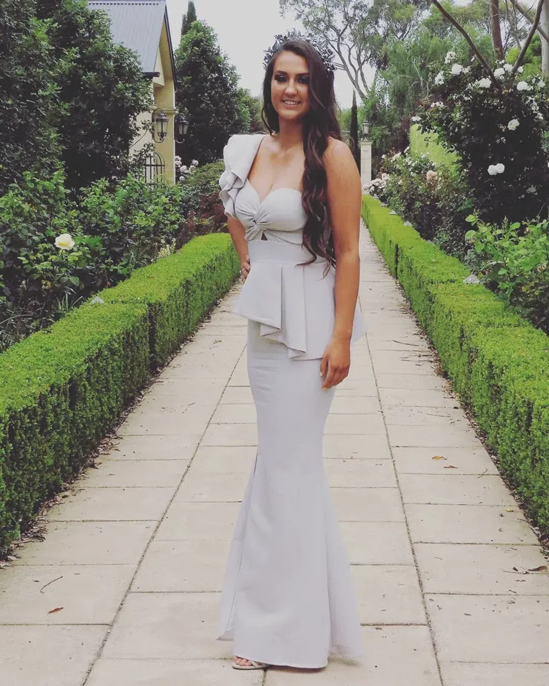 Sheike Grace Maxi Dress Oyster Size 16  for rent on The Volte - main image