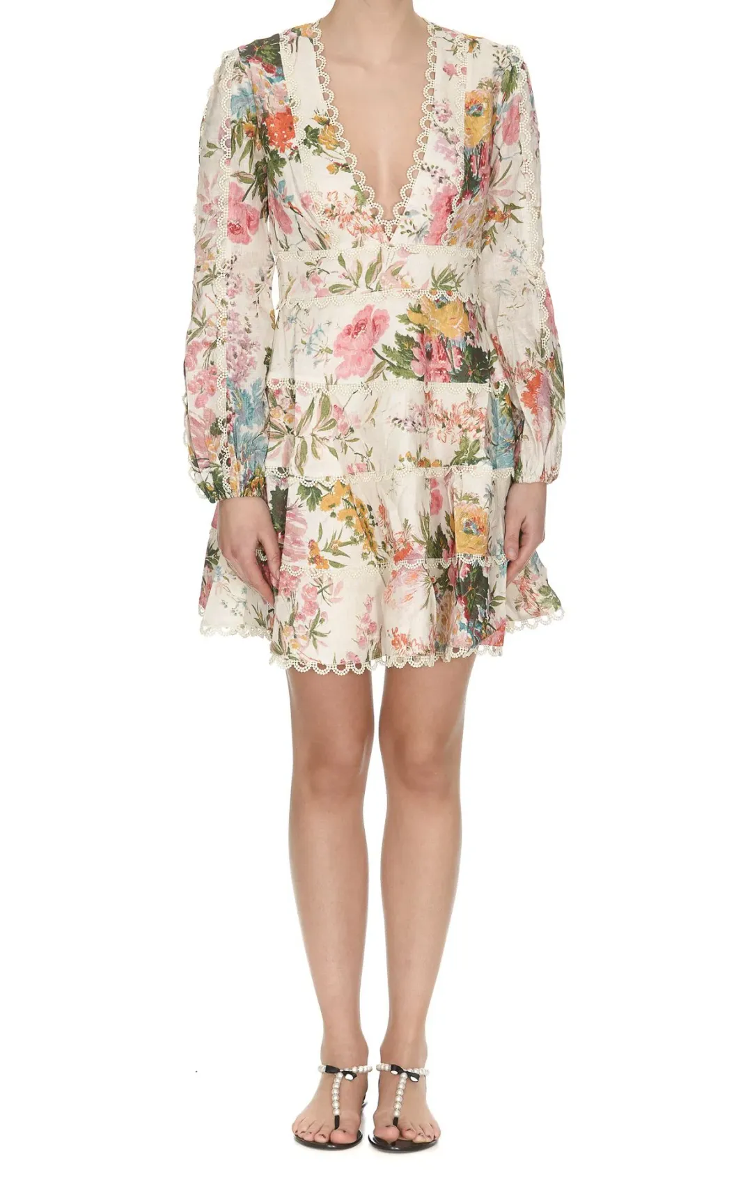 Zimmermann Heathers Flounce Mini Dress Floral Print Size 8 for rent on The Volte - main image