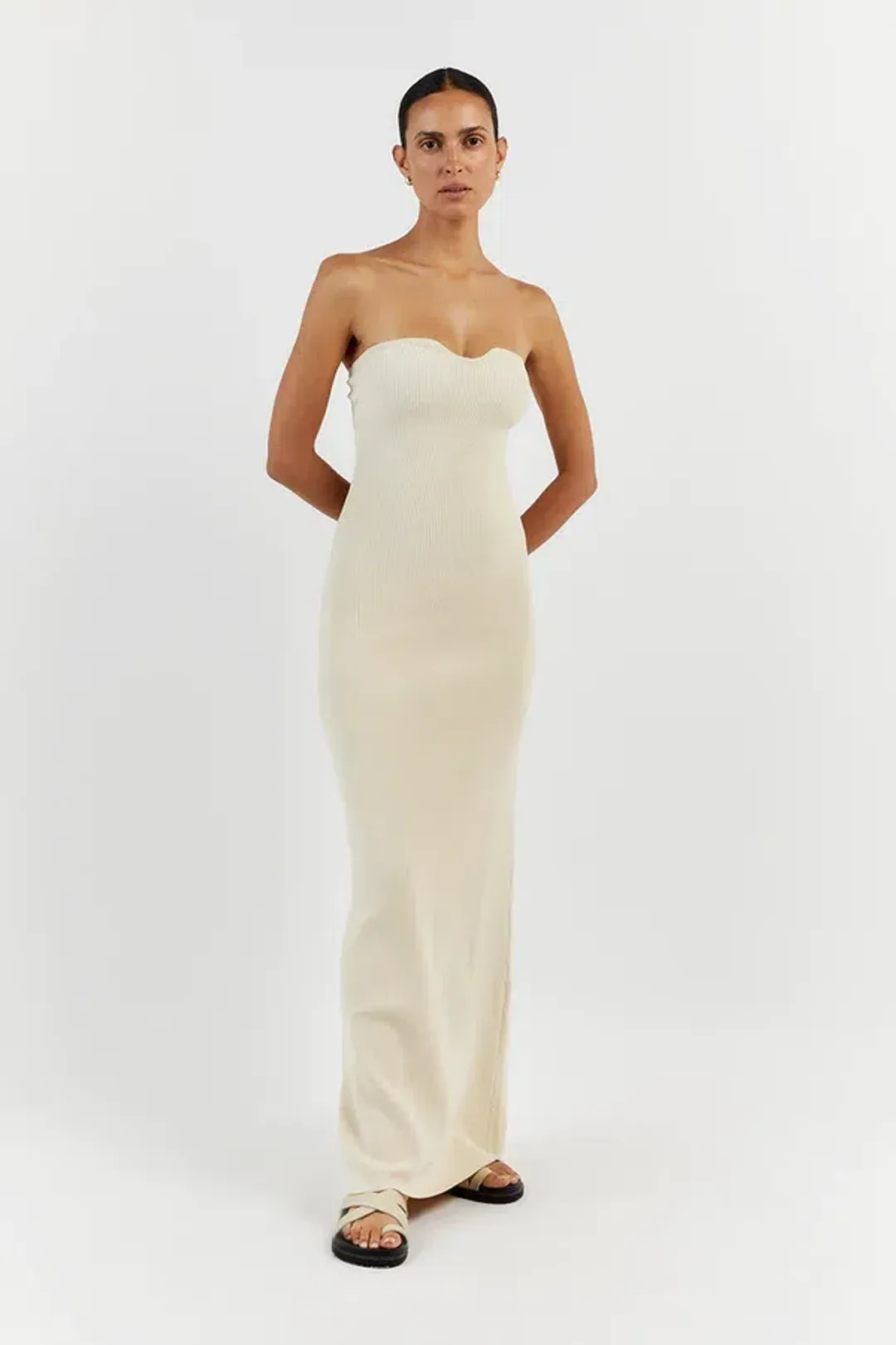 Dissh Veronica Bandeau Maxi Dress Butter Size M / AU 10 for rent on The Volte - main image
