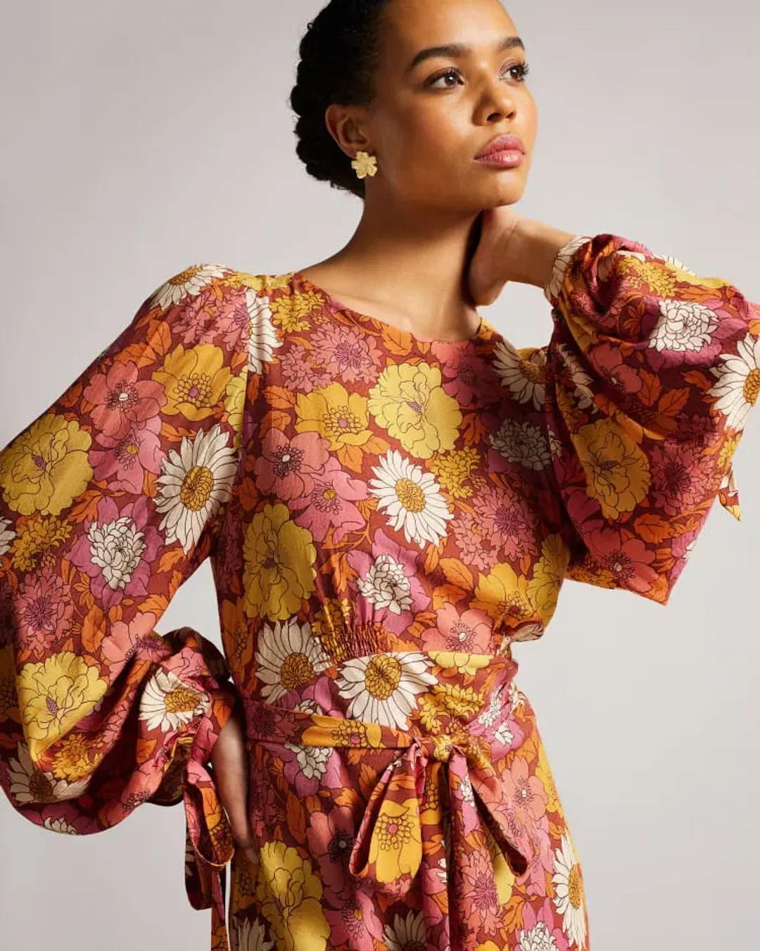 Ted Baker Lelyah Floral Blouson Maxi Dress Multi Size 8 for rent on The Volte - main image