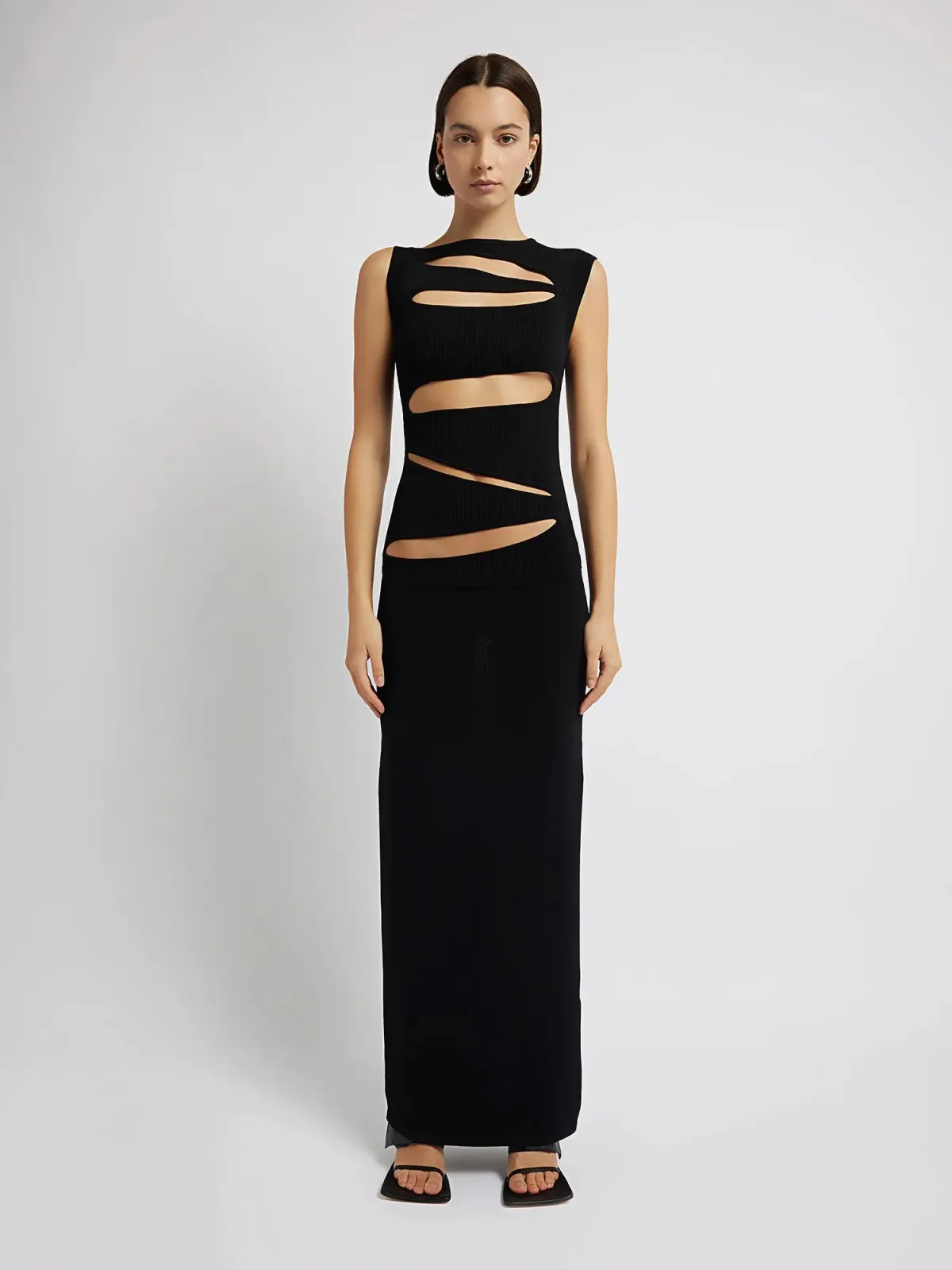 Christopher Esber Knitted Slashed Dress Black Size XS / AU 6 for rent on The Volte - main image