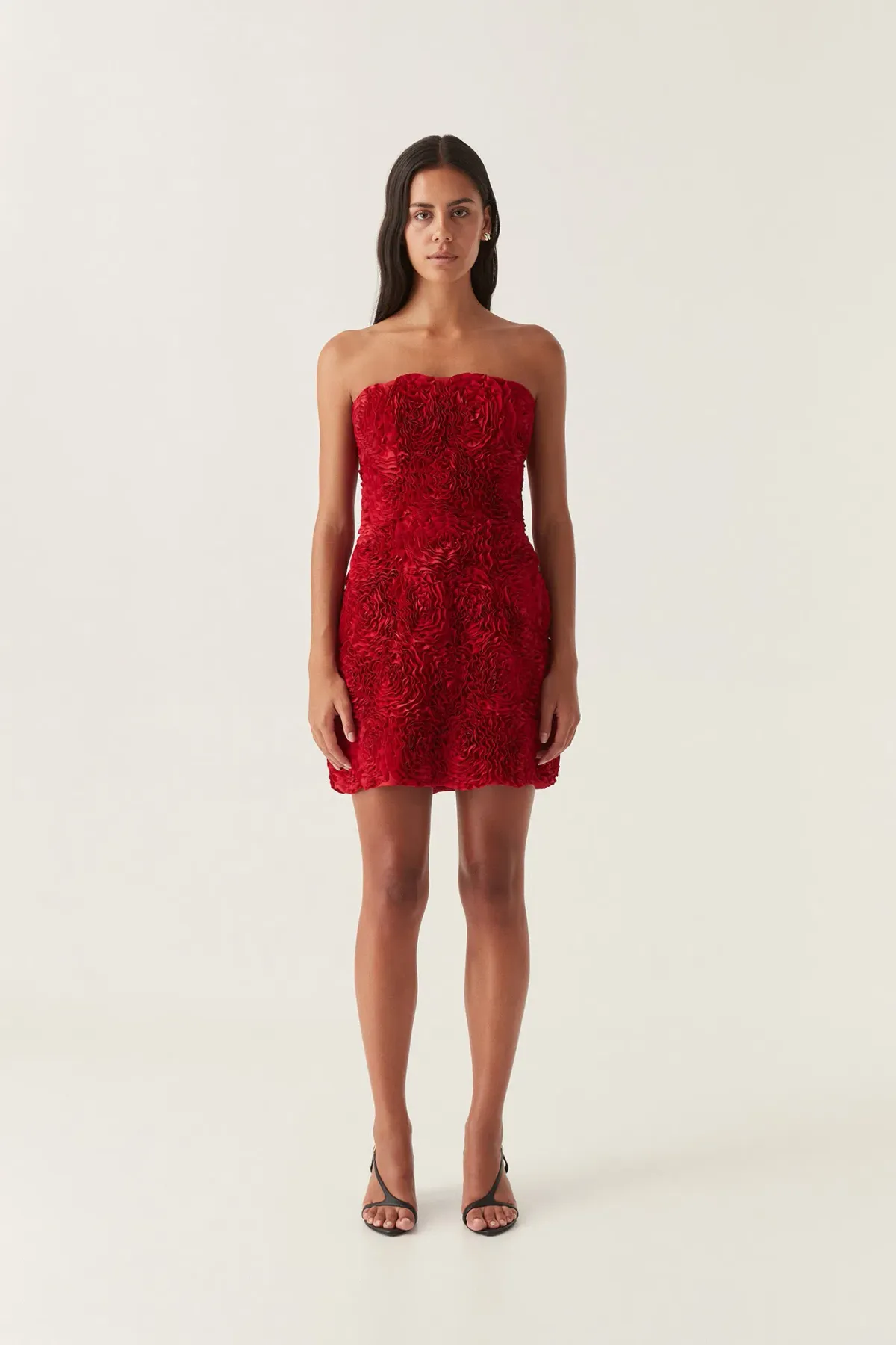 Aje Gazer Rosette Mini Dress Scarlet Red Size 8 for rent on The Volte - main image