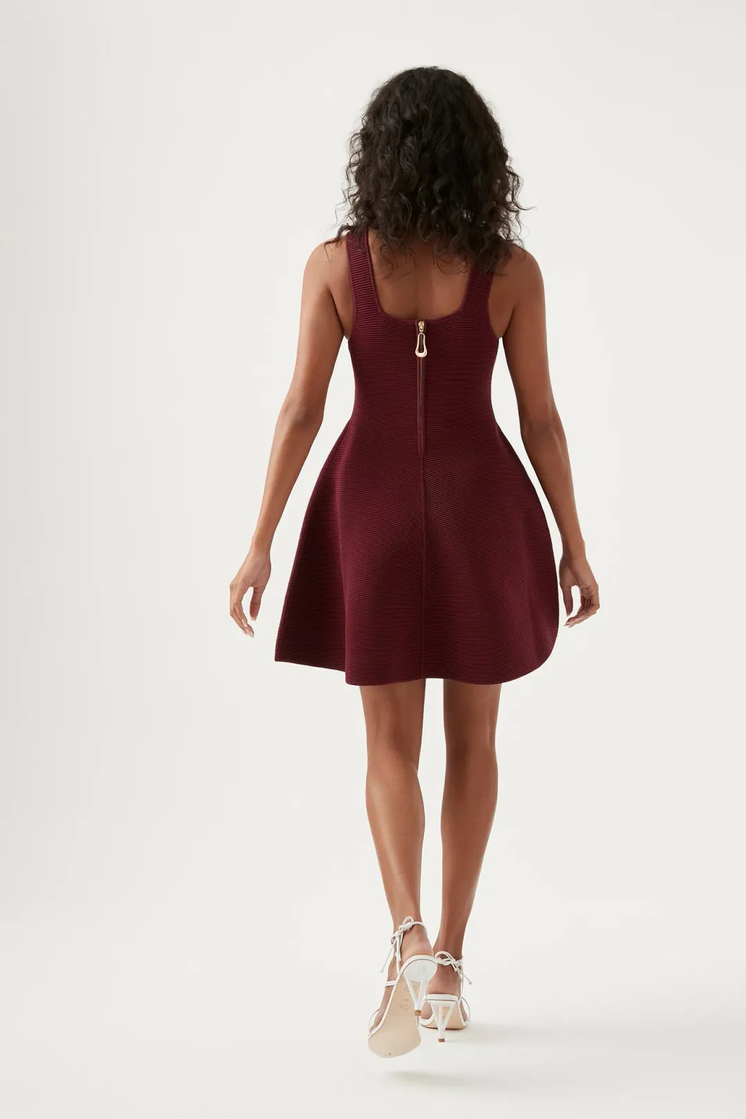 Aje Cast Knit Mini Dress Burgundy Size 8  for rent on The Volte - main image