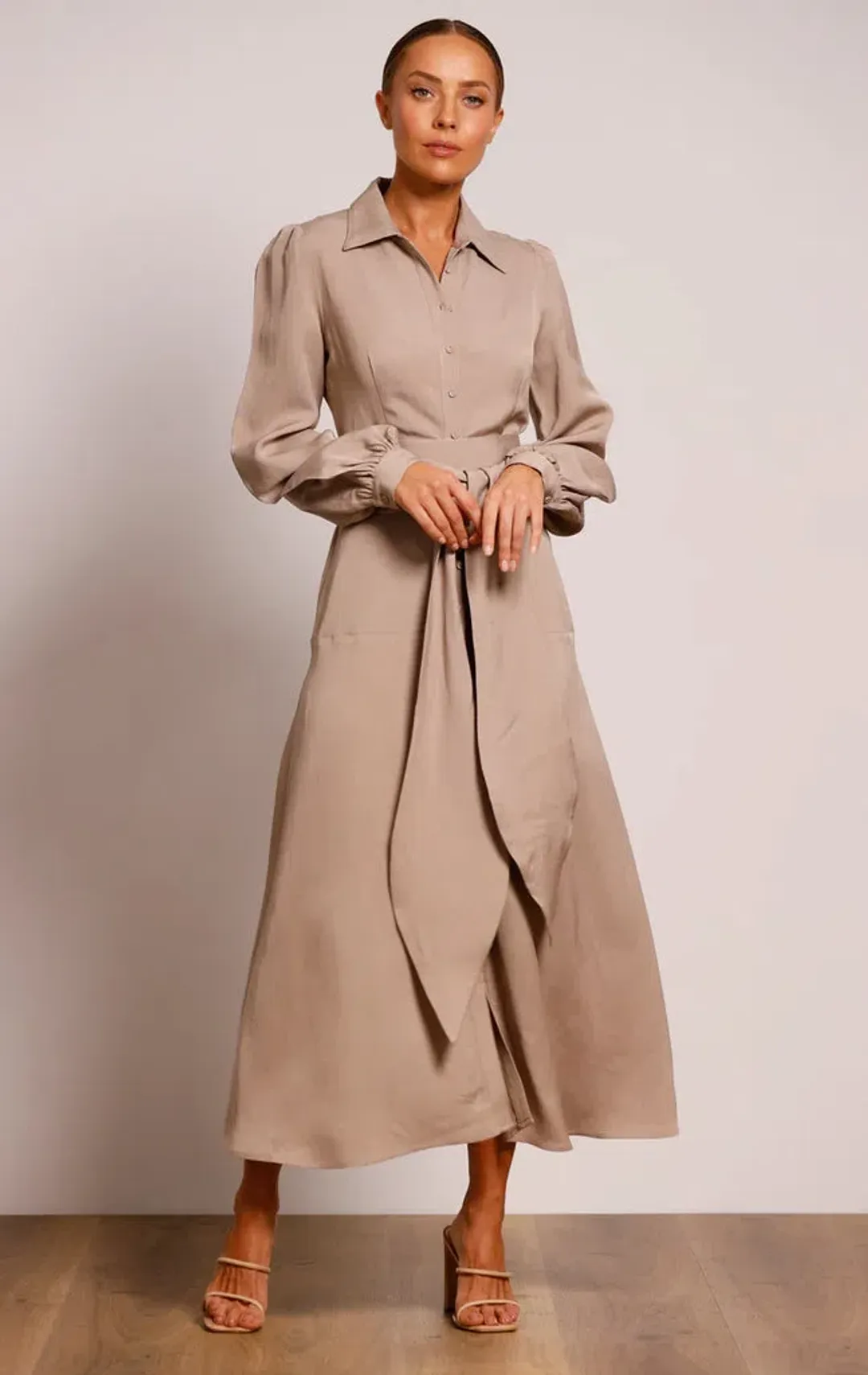 Pasduchas Regalia Shirt Midi Dress Nude Size 8 for rent on The Volte - main image