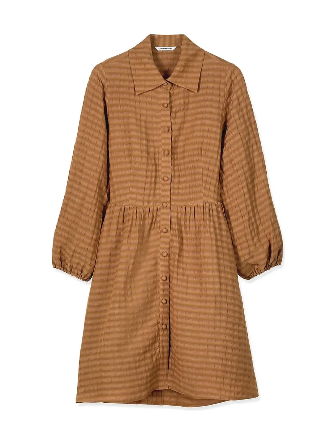Country Road Puff Sleeve Mini Dress Brown Size 10 for rent on The Volte - main image