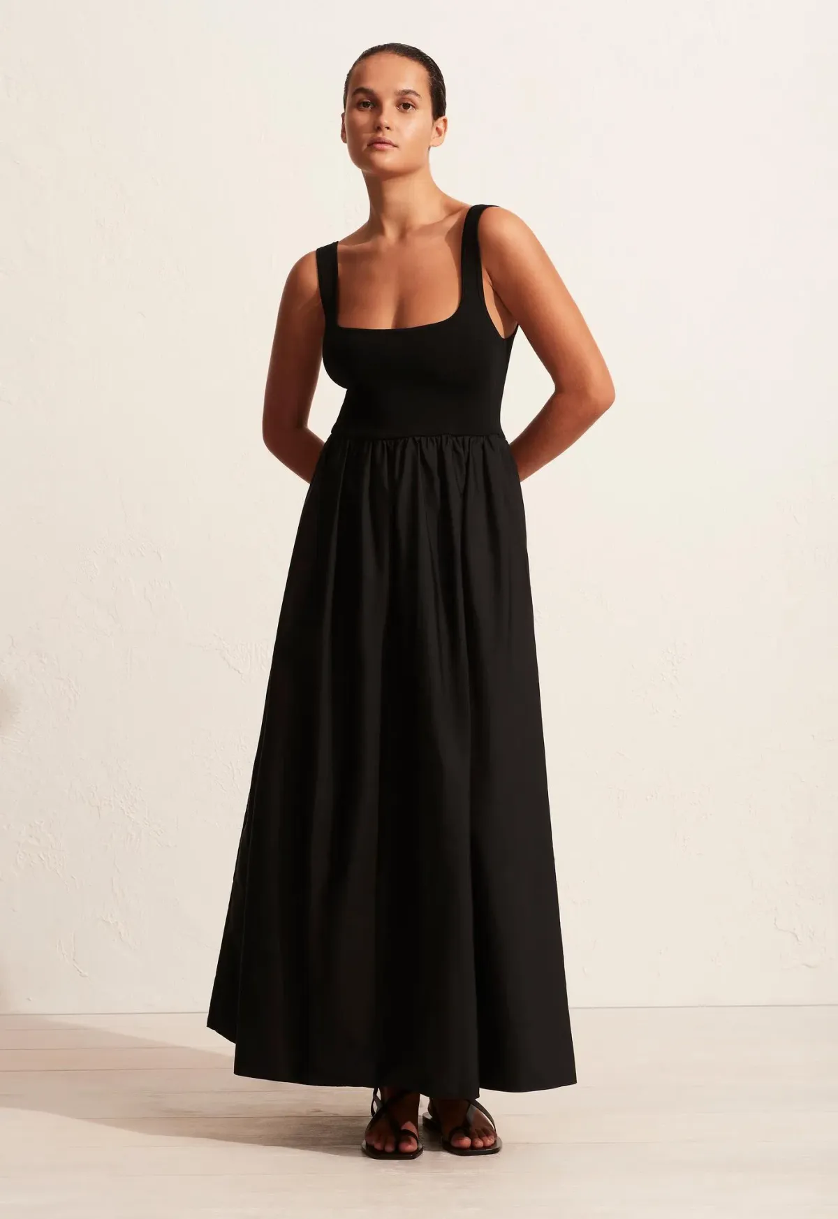 Matteau Knit and Cotton Dress Black Size 2 / AU 8 for rent on The Volte - main image