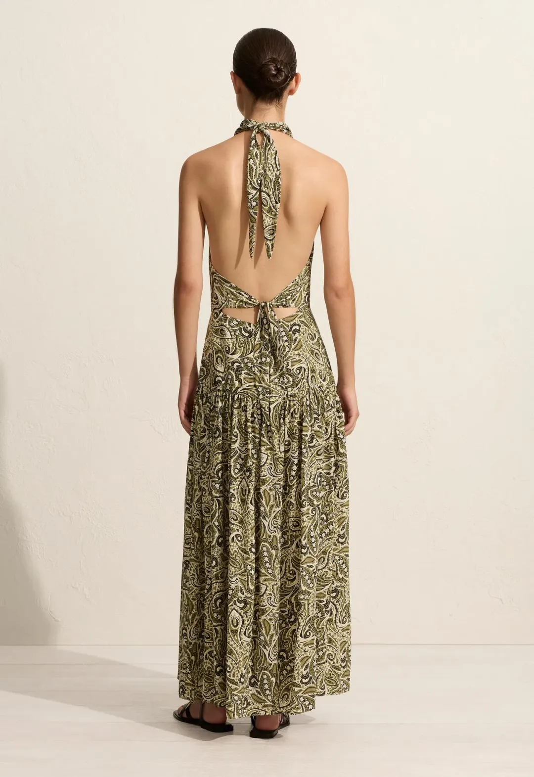 Matteau Scarf Paisley-Print Organic-Silk Dress Green Size 3 / AU 10 for rent on The Volte - main image