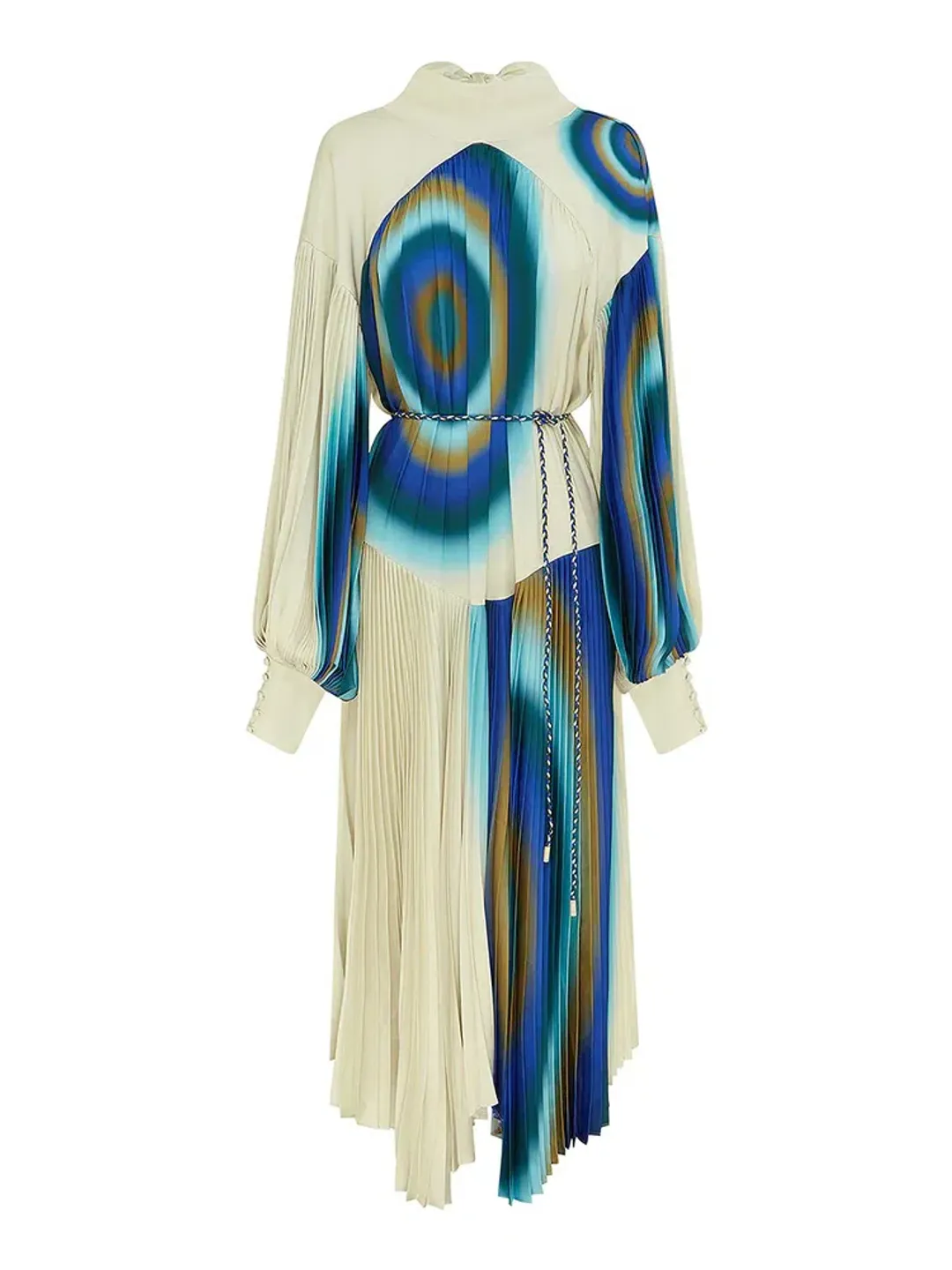 Alemais Una Pleated Midi Dress in Pearl/Teal Size 14 for rent on The Volte - main image