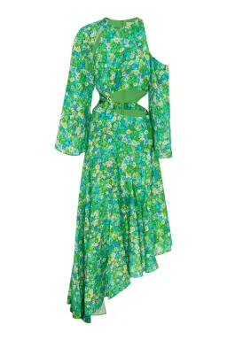 Alemais Cassandra Cut Out Midi Dress Green Floral Size AU 4 for rent on The Volte - image 4
