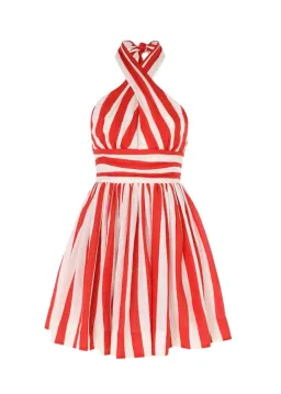   Zimmermann The Alight Halter Mini Dress in Red/Cream Stripe Size 0P / AU 6   for rent on The Volte - image 4