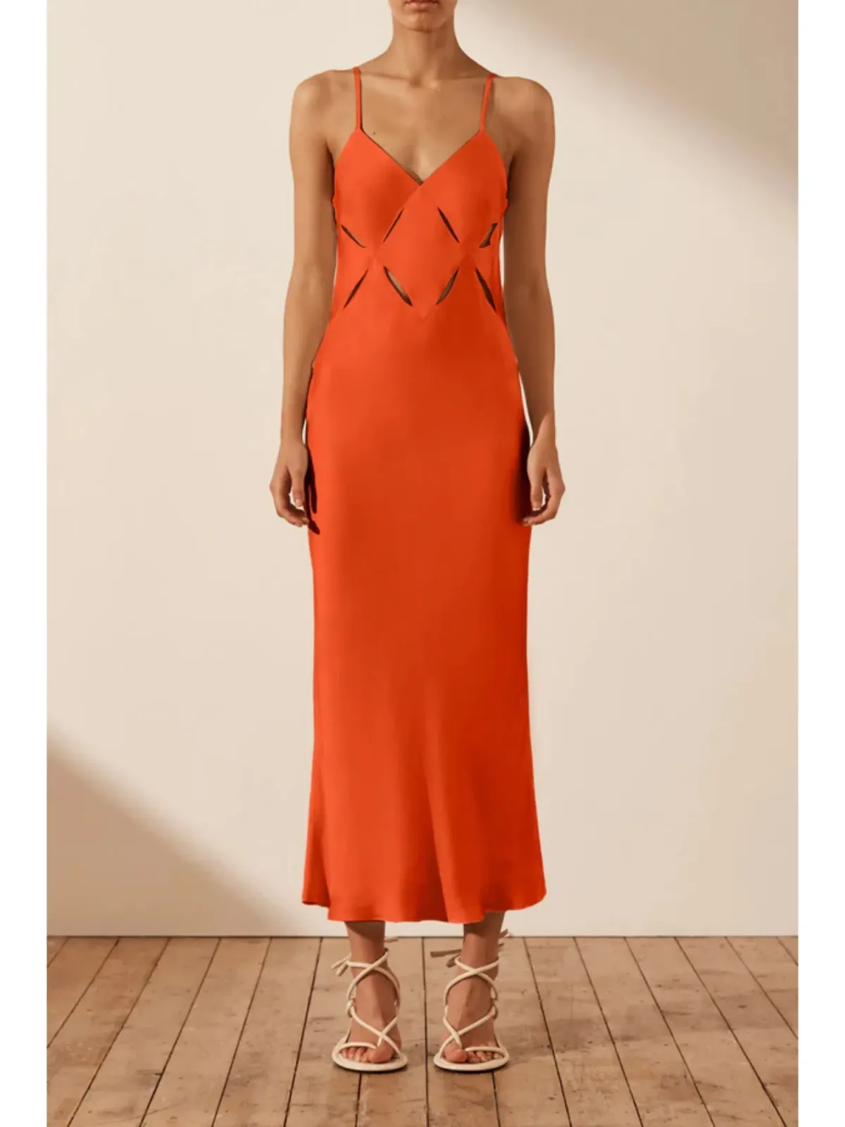 Shona Joy Milo Cut Out Midi Dress Hibiscus Size AU 6 for rent on The Volte - main image