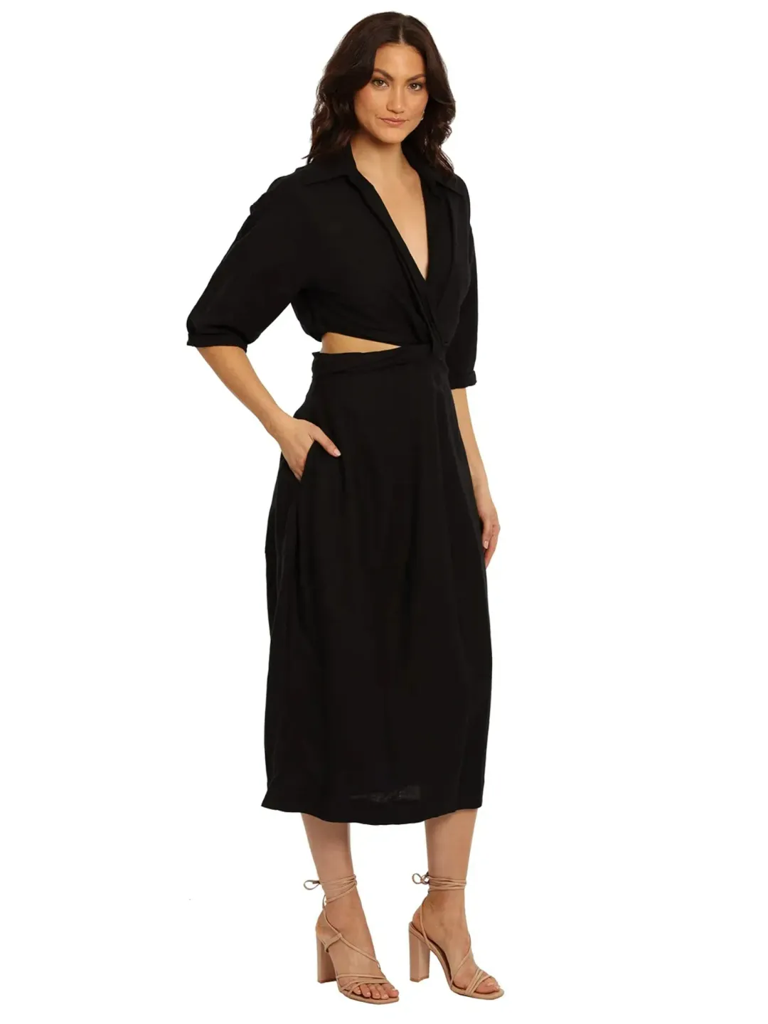 Camilla and Marc Marina Midi Dress Black Size AU  12  for rent on The Volte - main image