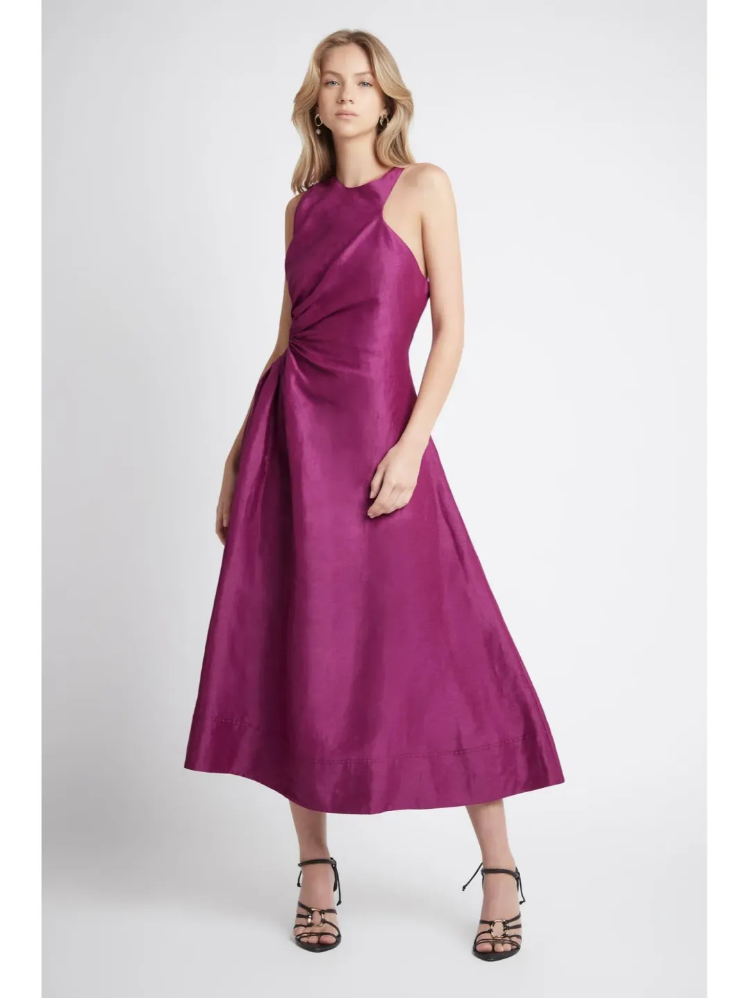 Aje Chateau Cut Out Midi Dress Fuchsia Size AU 10 for rent on The Volte - main image