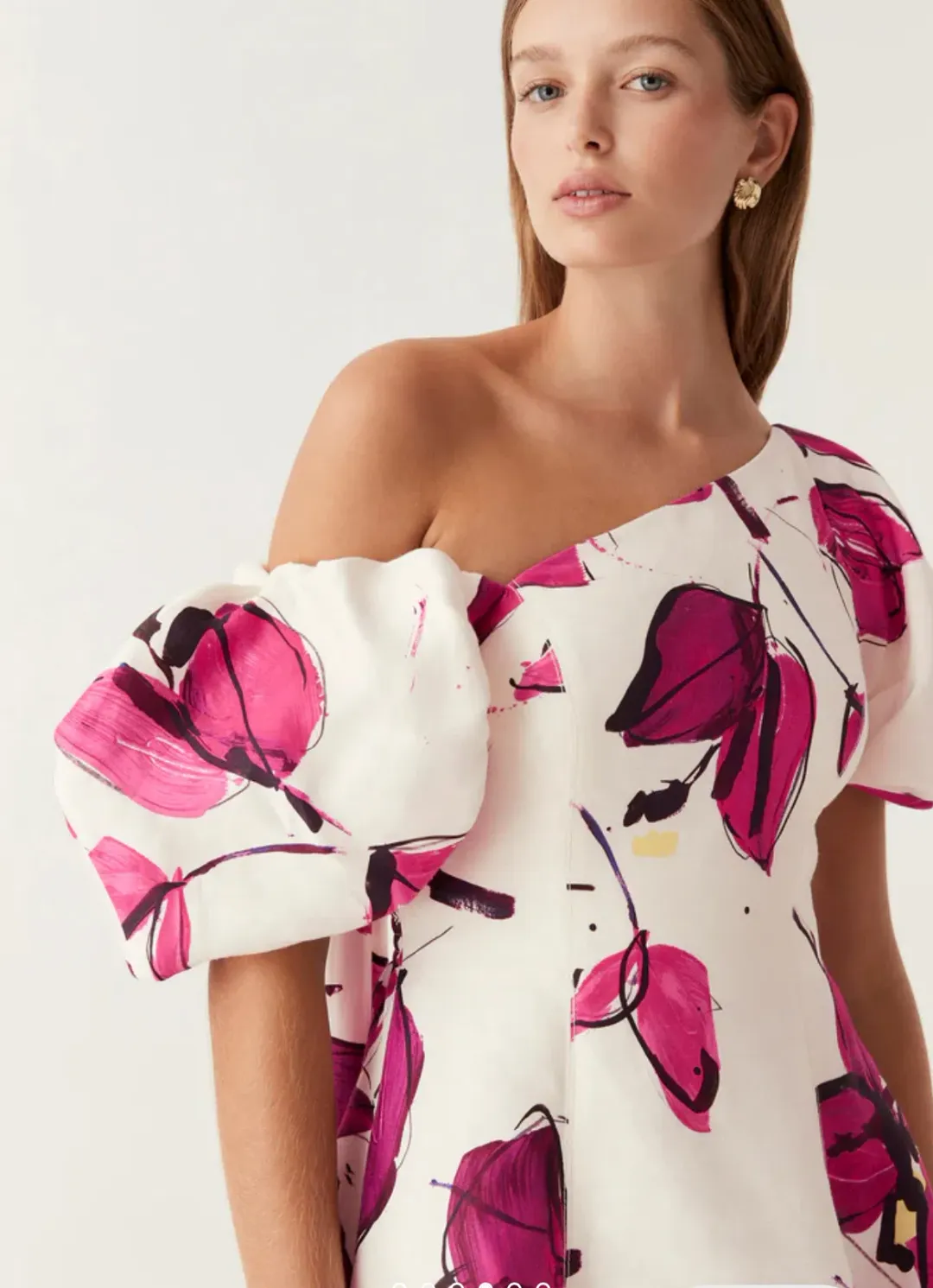 Aje Tulip Sleeve Midi Dress Falling Florals Size AU 8 for rent on The Volte - main image