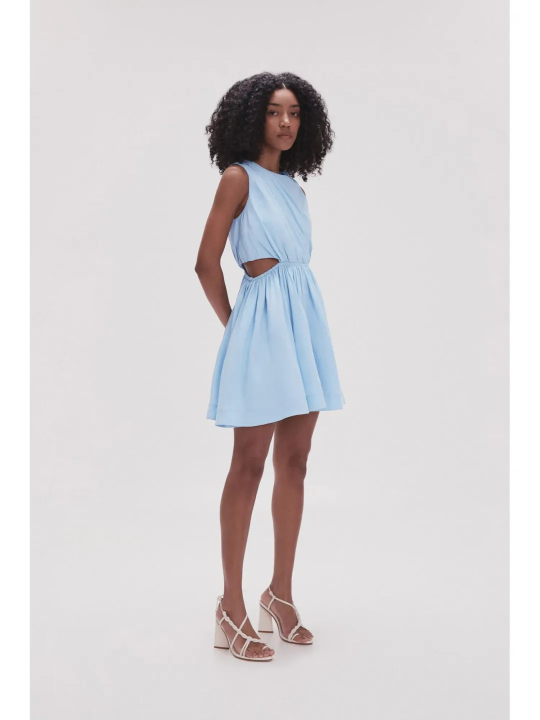 Aje Abbey Twisted Mini Dress in Light Sky Blue Size AU 8 for rent on The Volte - main image