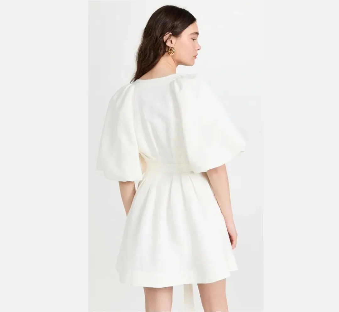 Aje Evermore Belted Mini Dress in Ivory Size 6 for rent on The Volte - main image