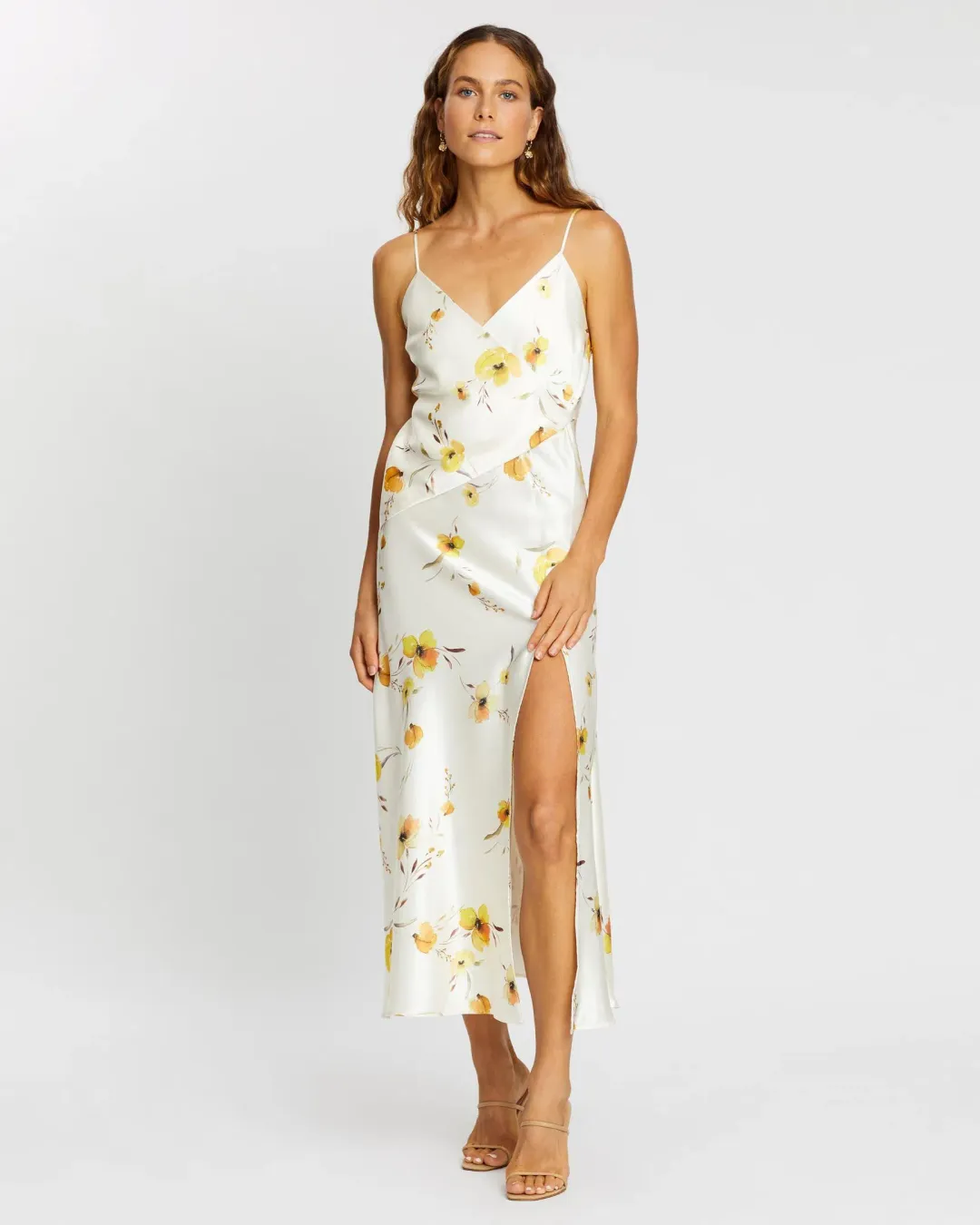 Bec and Bridge Colette Wrap Midi Dress White Floral Size 8  for rent on The Volte - main image
