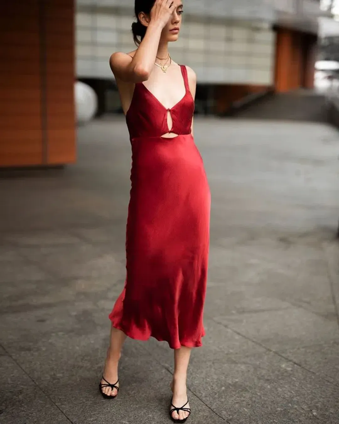 Third Form Intrigue Bias Midi Dress Red Size 8  for rent on The Volte - main image