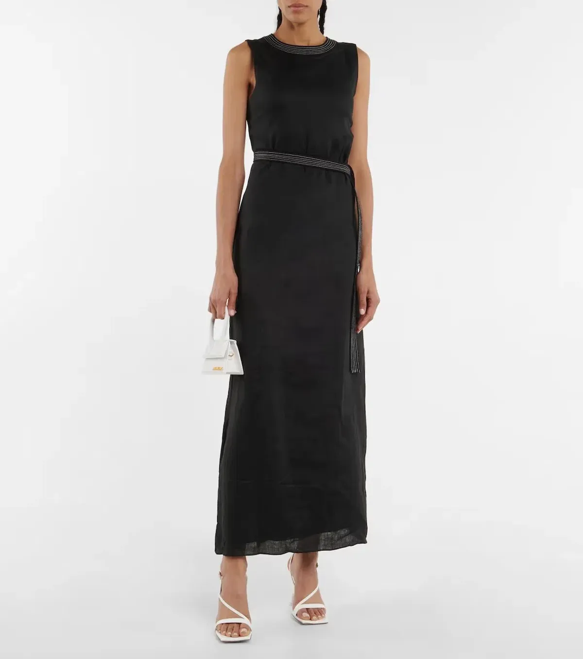 Sir the Label Vilma Cut Out Linen Maxi Dress in Black Size 8 for rent on The Volte - main image