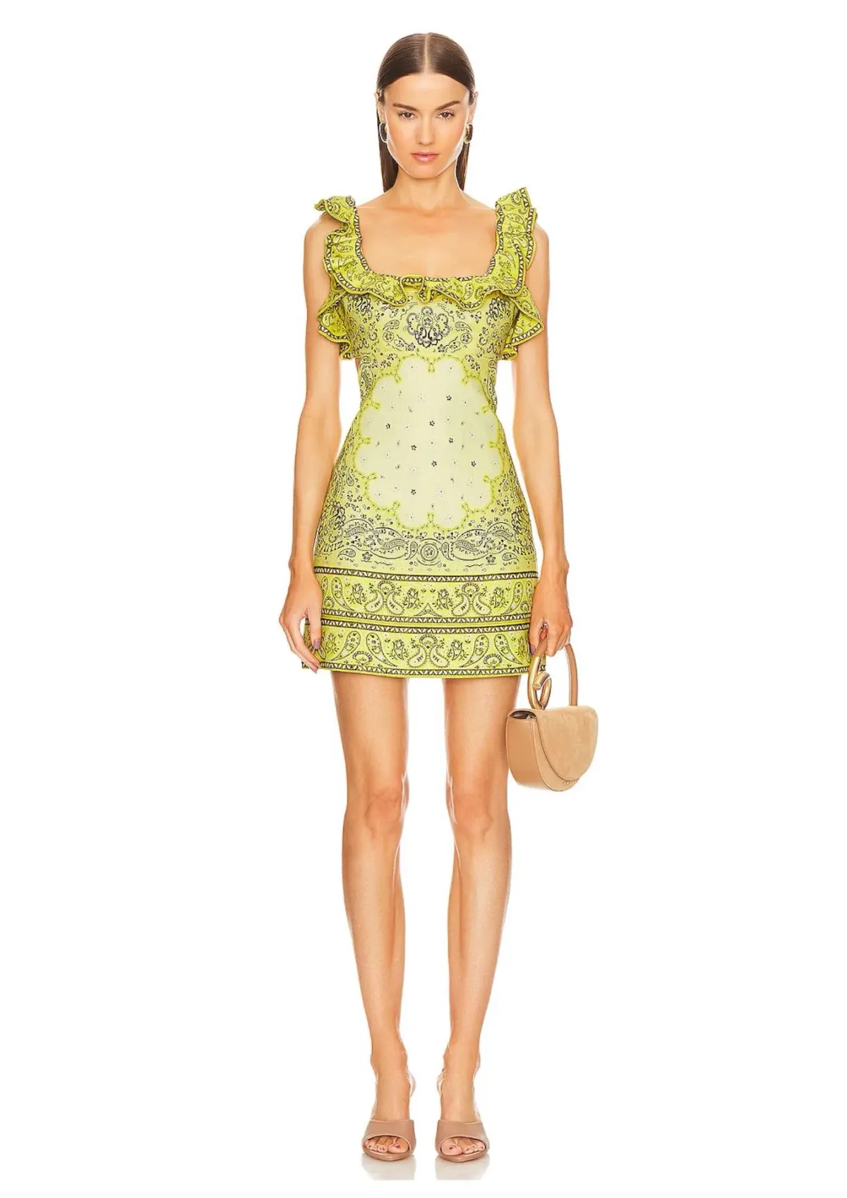 Zimmermann Matchmaker Frilled Mini Dress Yellow Bandana Size 0 / AU 8  for rent on The Volte - main image