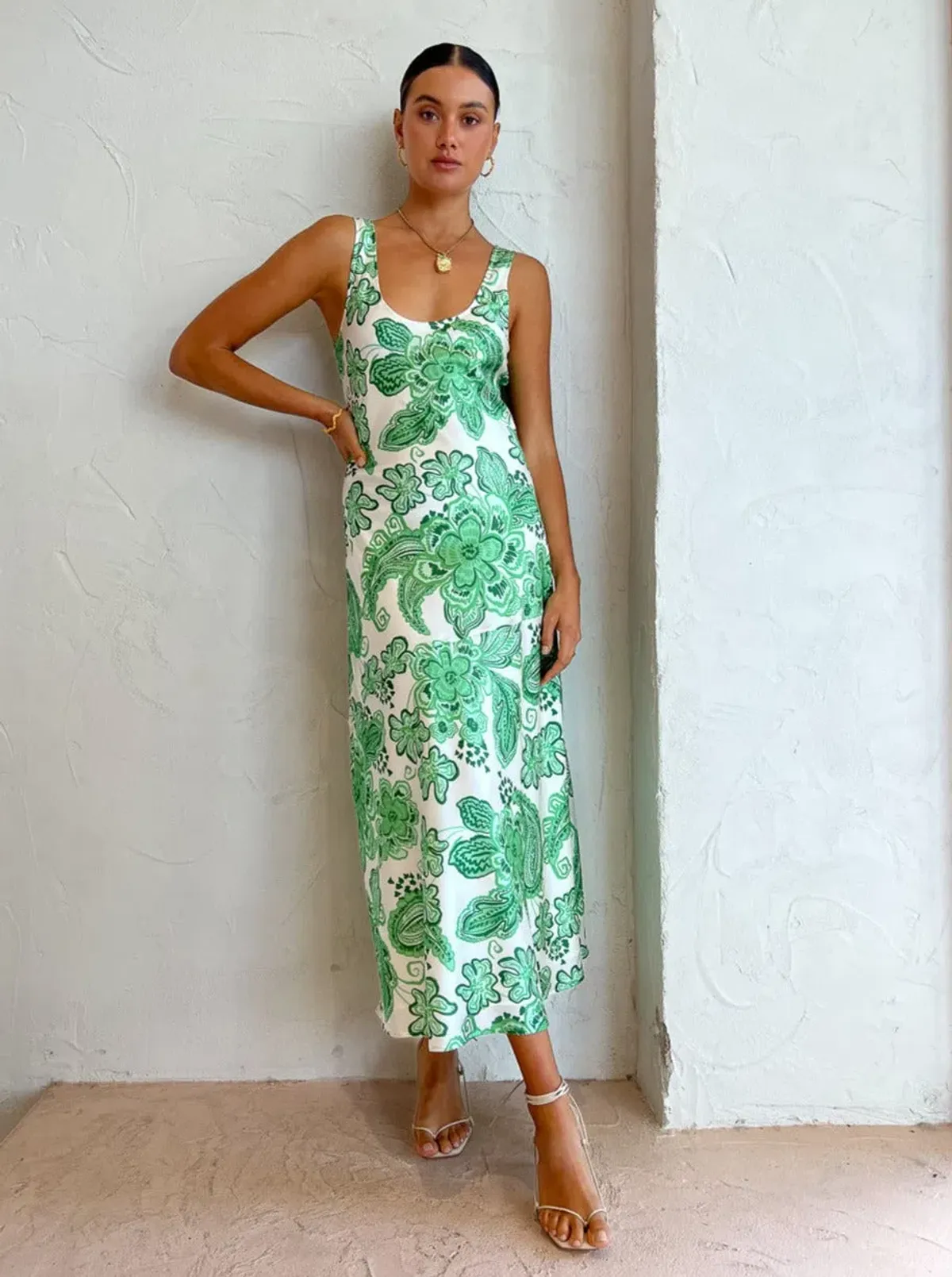Hansen and Gretel Patricia Bias Cut Maxi Dress Greenhouse Size L / AU 12 for rent on The Volte - main image