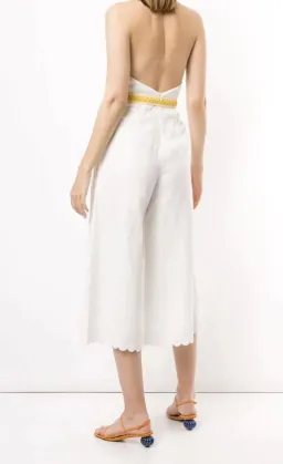 Zimmermann Amelie Frill Cropped Ruffled Linen Jumpsuit White Size 1 / AU 10 for rent on The Volte - image 5