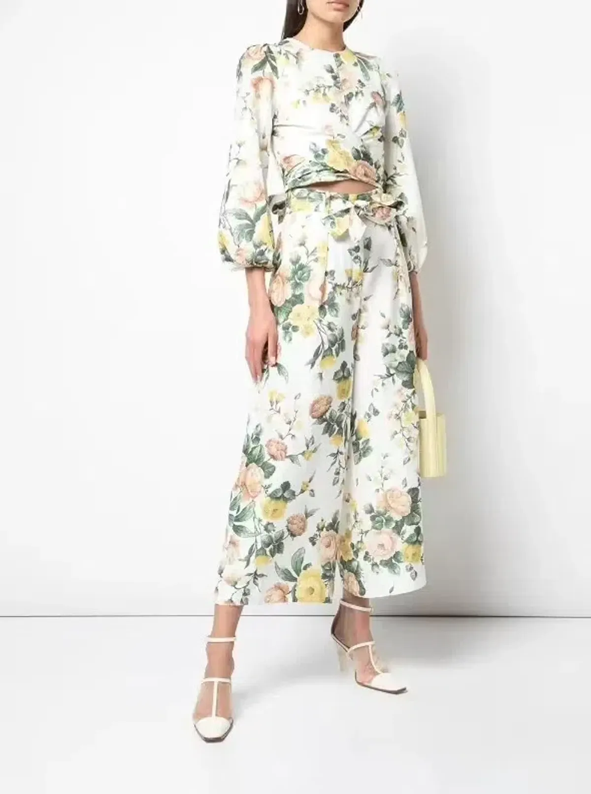 Zimmermann Zippy Wrap Bodice & Crop Flare Set Floral Size 1 / AU 10 for rent on The Volte - main image
