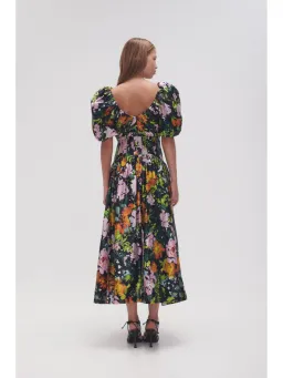 Aje Gabrielle Plunge Midi Dress Midnight Floral Size AU 8  for rent on The Volte - image 4