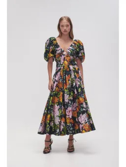 Aje Gabrielle Plunge Midi Dress Midnight Floral Size AU 8  for rent on The Volte - image 1